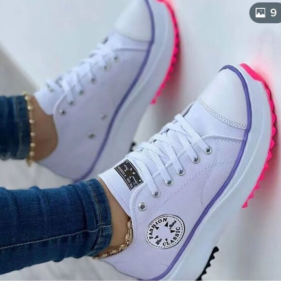 New Super cute sneakers . Converse look alike. Size 8 - Picture 1 of 9